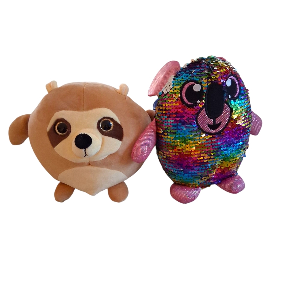 Plush Sloth and Sequin Koala Toy Set